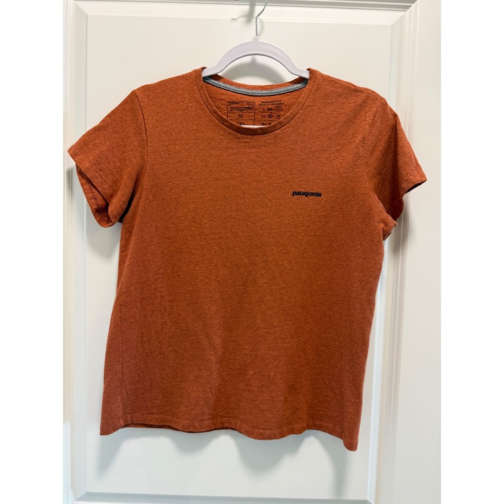 Patagonia Responsibili-Tee Rust Orange Heather‎ Logo Graphic T-Shirt Mens Medium